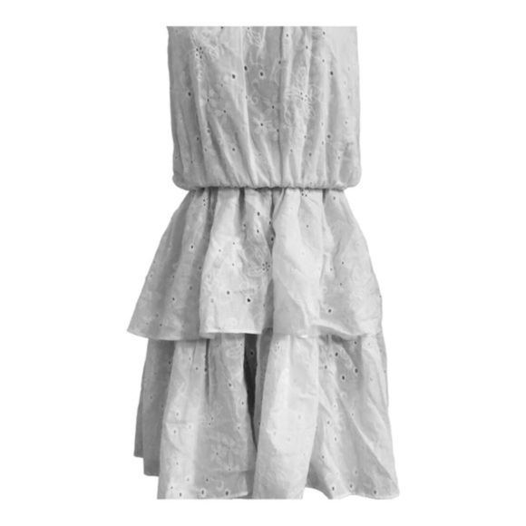 Laundry white eyelet elastic waist tiered neck tie sleeveless dress size 2 new - Picture 14 of 16